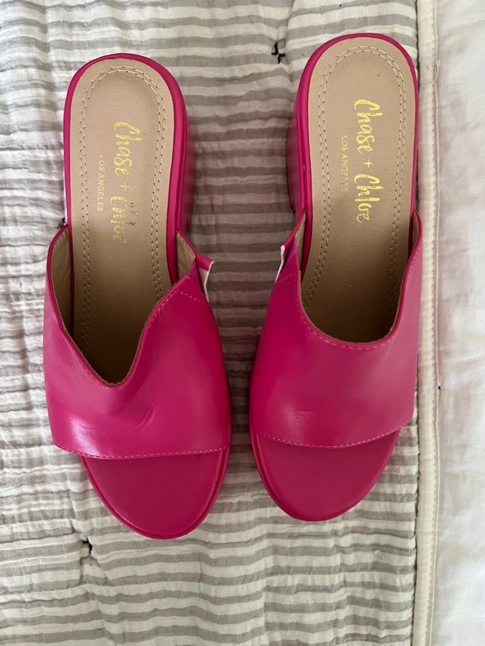 Chase + Chloe Hot Pink Open-Toe Slide Mules